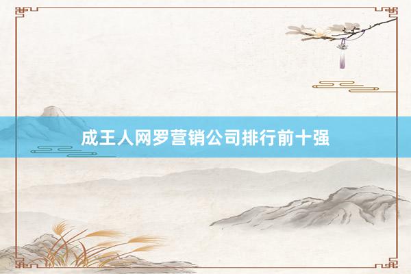 成王人网罗营销公司排行前十强